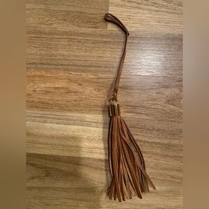 Cuyana Brown Leather Tassel Keychain